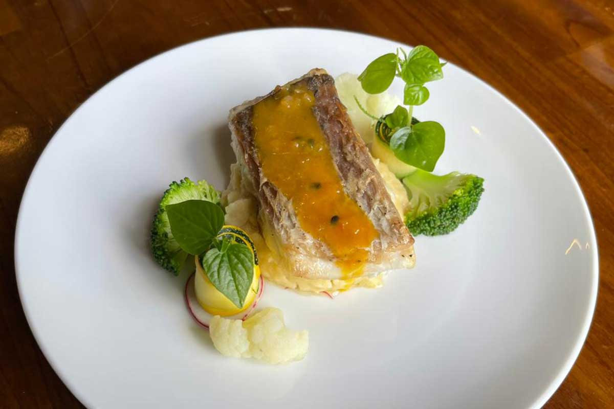 Seabass with Passionfruit Sauce